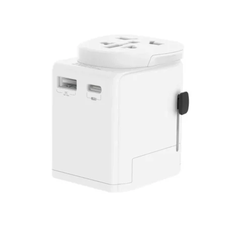 Venture USB Travel Adaptor with USB-C - White/Black Black/Black  - Travel Accessories