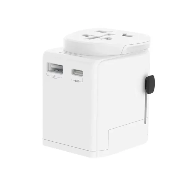 Venture USB Travel Adaptor with USB-C - White/Black Black/Black  - Travel Accessories