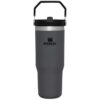 Stanley 890ml IceFlow Flip Straw Tumbler - Black White  - Drinkware, Travel Cups