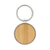 RCS recycled zinc alloy round keychain with bamboo - Keyrings