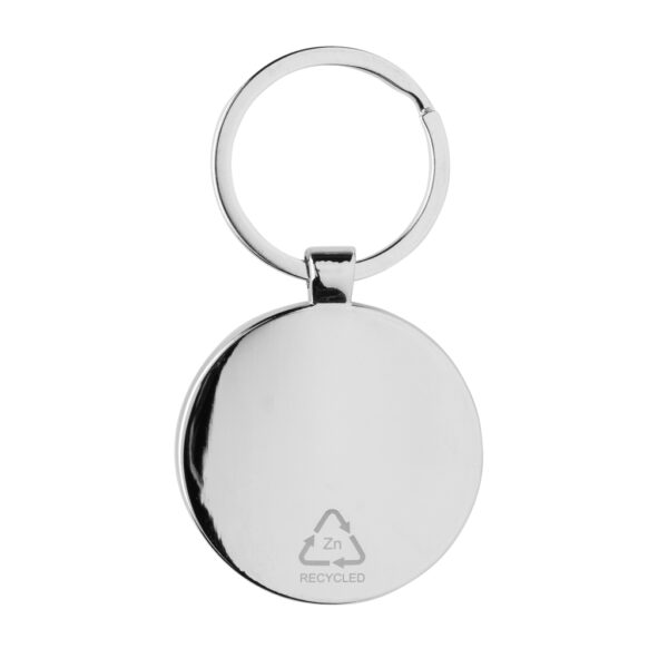 RCS recycled zinc alloy round keychain with bamboo - Keyrings