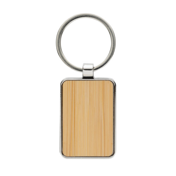 RCS recycled zinc alloy rectangle keychain with bamboo - Keyrings