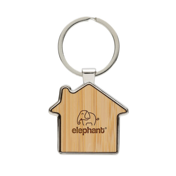 RCS recycled zinc alloy house keychain with bamboo - Keyrings