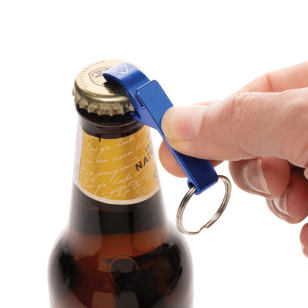 Recycled aluminum bottle and can opener - Blue