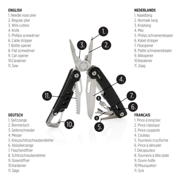 Solid multitool with carabiner - Black