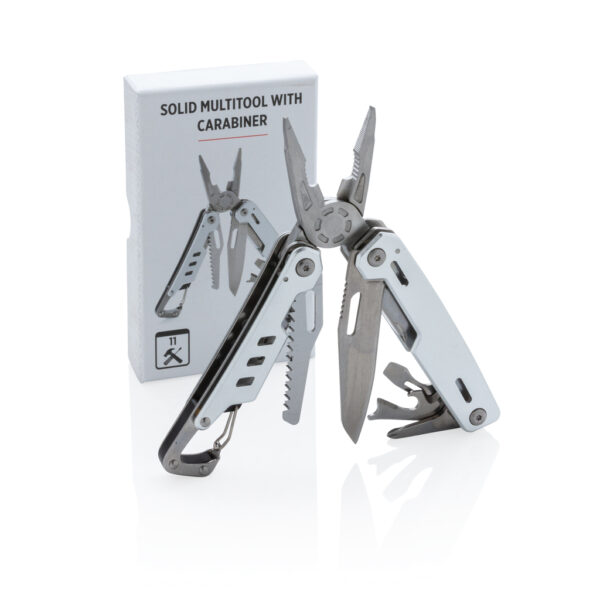 Solid multitool with carabiner - Silver