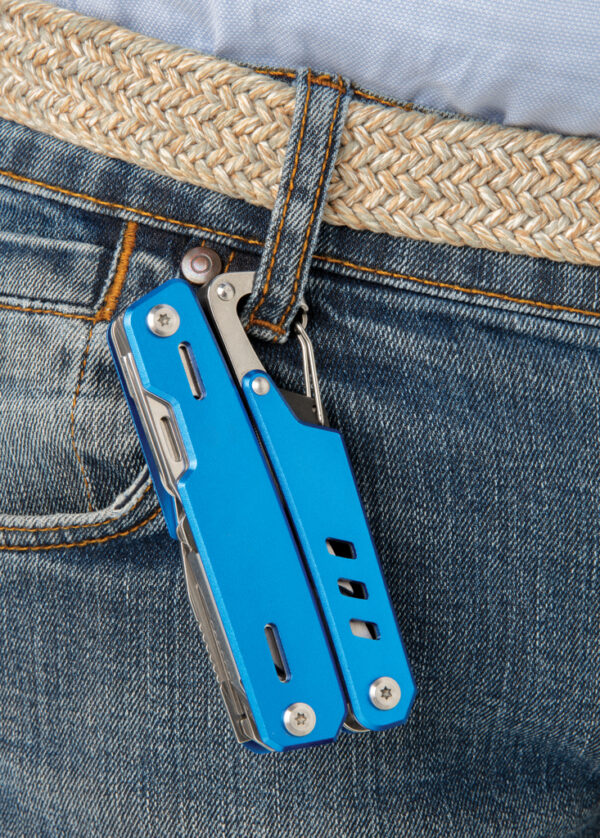 Solid multitool with carabiner - Blue