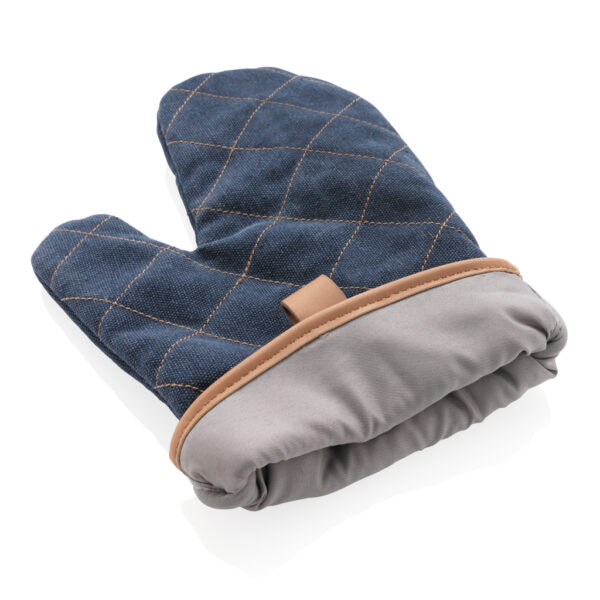 Deluxe canvas oven mitt - Blue