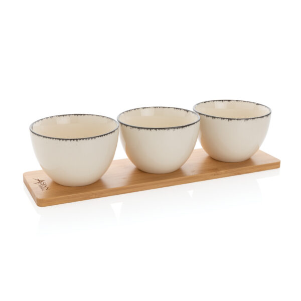 Ukiyo 3pc serving bowl set with bamboo tray - Home & Barware