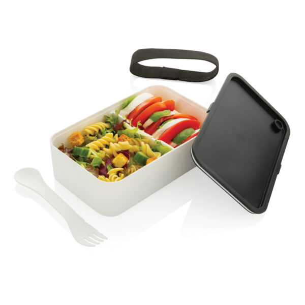 GRS recycled PP lunch box with spork - White