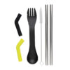 Tierra 2pcs straw and cutlery set in pouch - Black