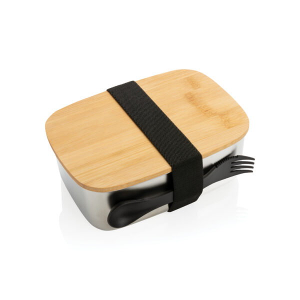 Stainless steel lunchbox with bamboo lid and spork - Home & Barware