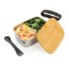 Stainless steel lunchbox with bamboo lid and spork - Home & Barware