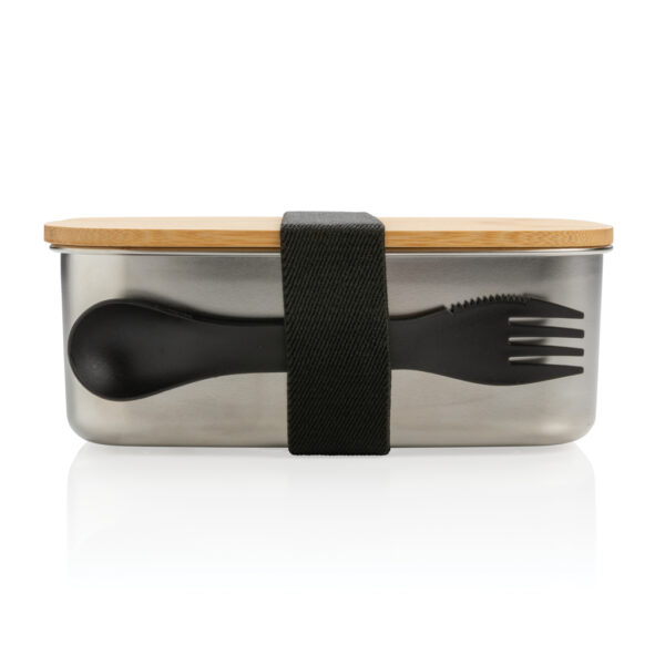 Stainless steel lunchbox with bamboo lid and spork - Home & Barware