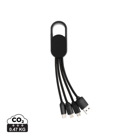 4-in-1 cable with carabiner clip - Black