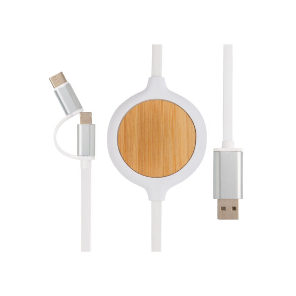 3-in-1 cable with 5W bamboo wireless charger - Chargers & Powerbanks