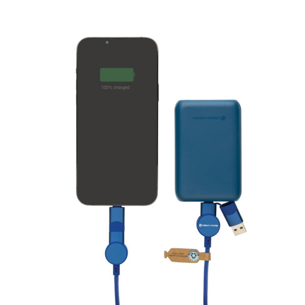 Oakland RCS recycled plastic 6-in-1 fast charging 45W cable - Blue