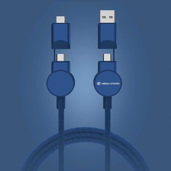 Oakland RCS recycled plastic 6-in-1 fast charging 45W cable - Blue