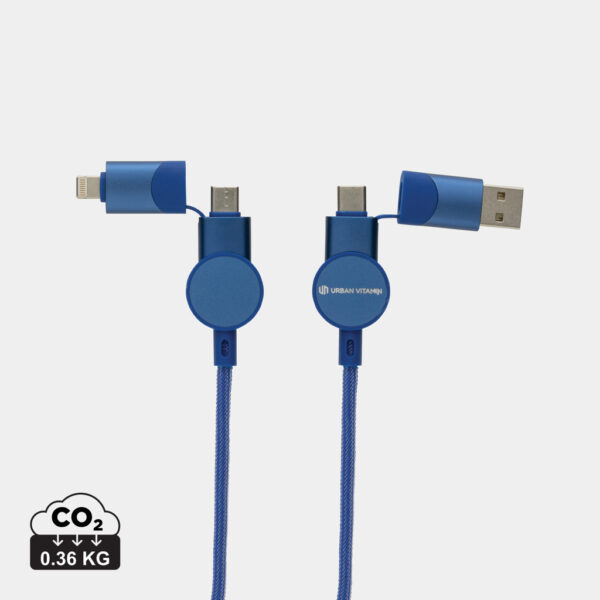 Oakland RCS recycled plastic 6-in-1 fast charging 45W cable - Blue