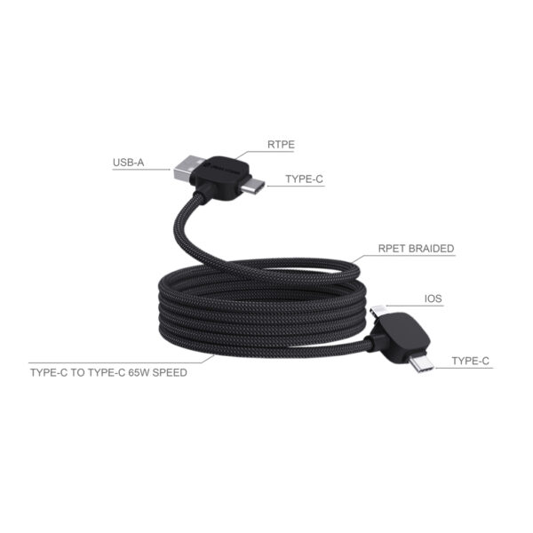 Urban Vitamin Stockton 65W RCS RTPE/RPET magnetic cable - Black