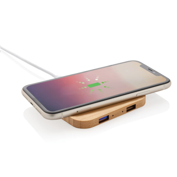 Bamboo 5W wireless charger with USB - Chargers & Powerbanks