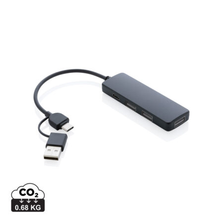 RCS recycled plastic USB hub with dual input - USBs