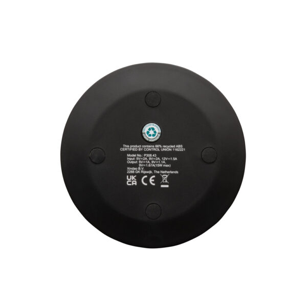 RCS recycled plastic 15W Wireless fast charger - Black