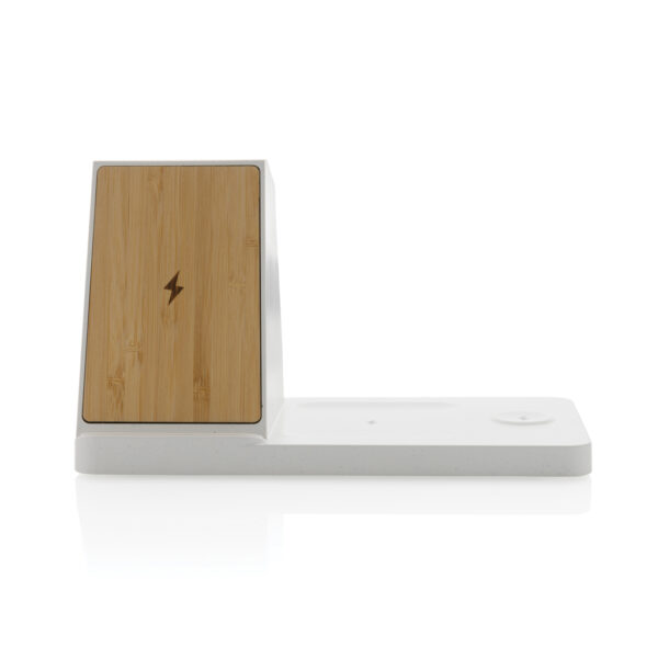 Ontario recycled plastic & bamboo 3-in-1 wireless charger - Chargers & Powerbanks