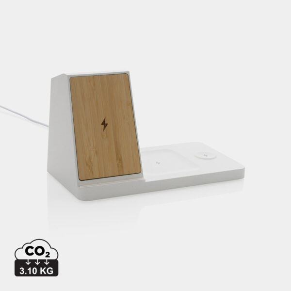 Ontario recycled plastic & bamboo 3-in-1 wireless charger - Chargers & Powerbanks