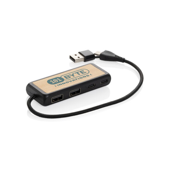 Link RCS recycled plastic and bamboo dual Input USB hub - Chargers & Powerbanks