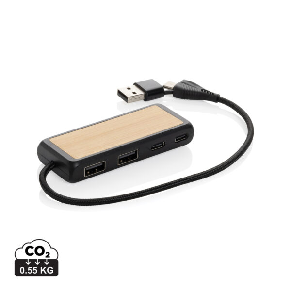 Link RCS recycled plastic and bamboo dual Input USB hub - Chargers & Powerbanks