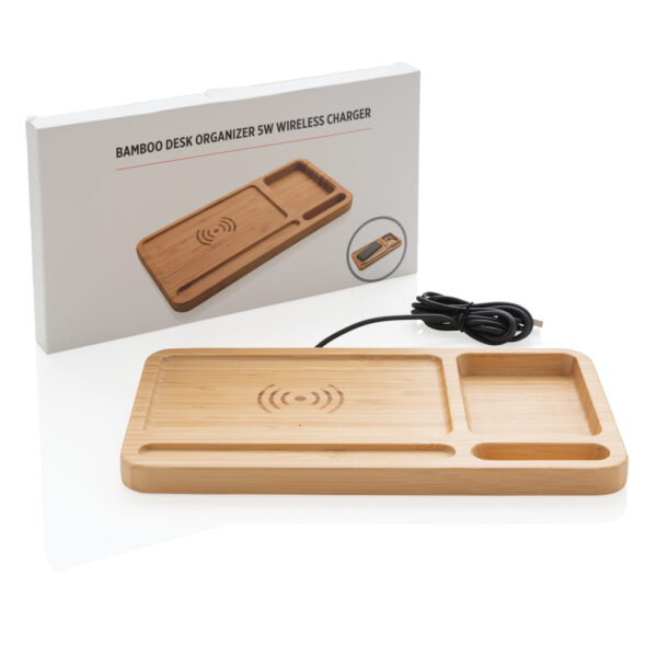 Bamboo desk organiser 5W wireless charger - Chargers & Powerbanks