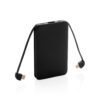 5.000 mAh Pocket Powerbank with integrated cables - Black