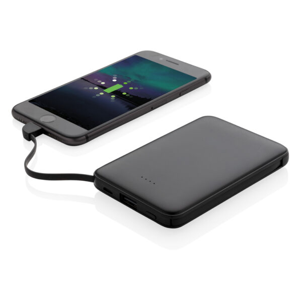 5.000 mAh Pocket Powerbank with integrated cables - Black