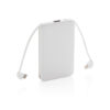 5.000 mAh Pocket Powerbank with integrated cables - White