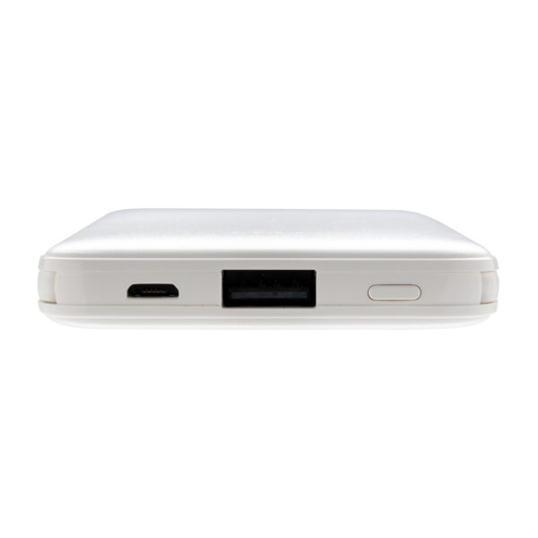 5.000 mAh Pocket Powerbank with integrated cables - White