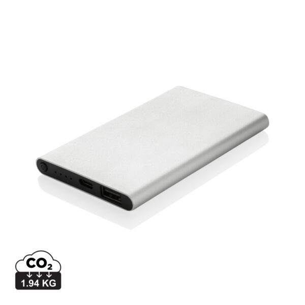 RCS recycled plastic/aluminum 4000 mah powerbank with type C - Silver