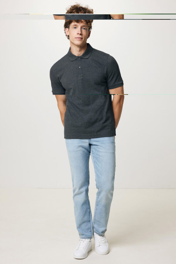 Iqoniq Yosemite recycled cotton pique polo - Heather Anthracite