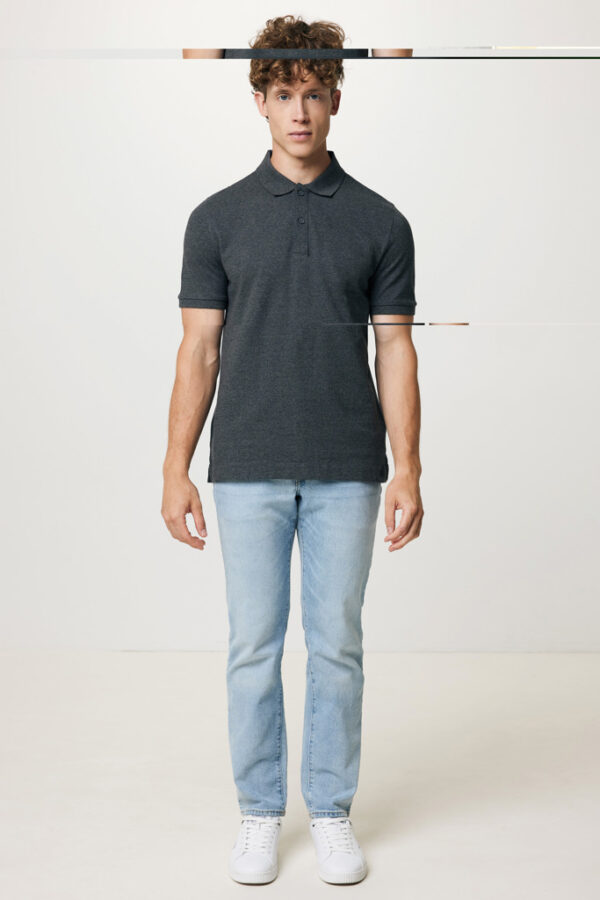 Iqoniq Yosemite recycled cotton pique polo - Heather Anthracite