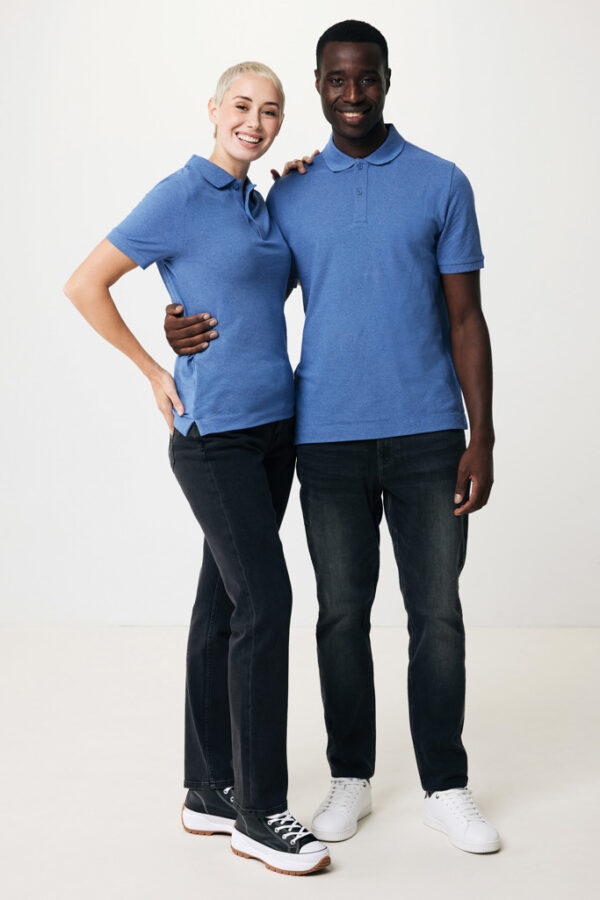 Iqoniq Yosemite recycled cotton pique polo - Heather Blue