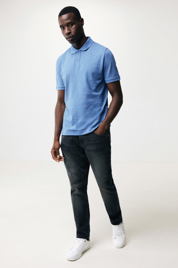 Iqoniq Yosemite recycled cotton pique polo - Heather Blue