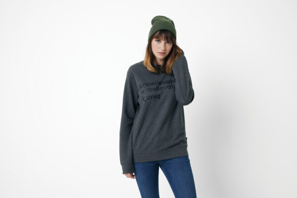 Iqoniq Denali recycled cotton crew neck undyed - Heather Anthracite