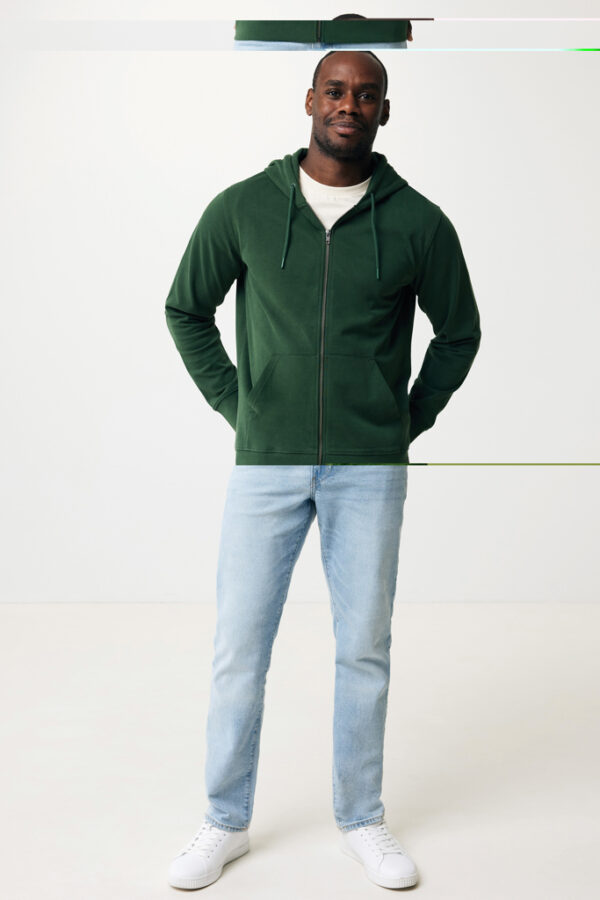 Iqoniq Abisko recycled cotton zip through hoodie - Forest Green