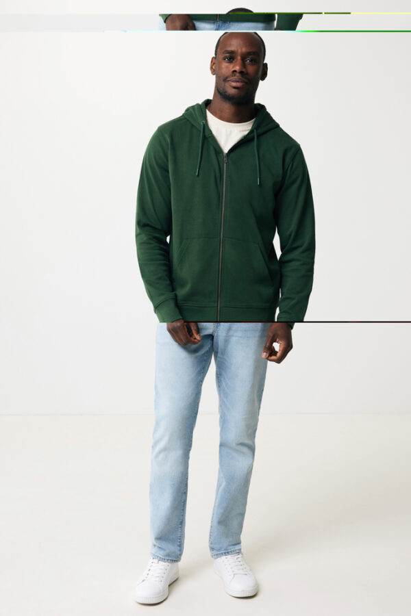 Iqoniq Abisko recycled cotton zip through hoodie - Forest Green