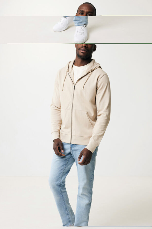 Iqoniq Abisko recycled cotton zip through hoodie - Desert