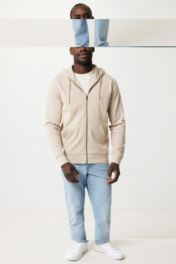 Iqoniq Abisko recycled cotton zip through hoodie - Desert