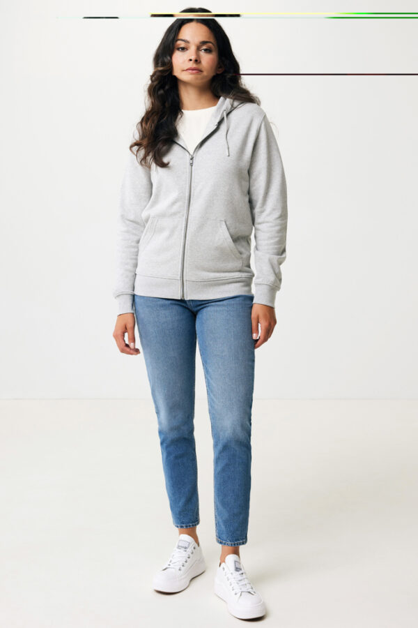 Iqoniq Abisko recycled cotton zip through hoodie - Heather Grey