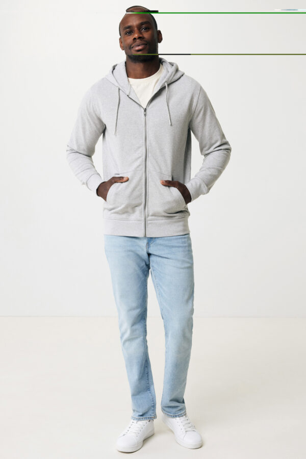 Iqoniq Abisko recycled cotton zip through hoodie - Heather Grey