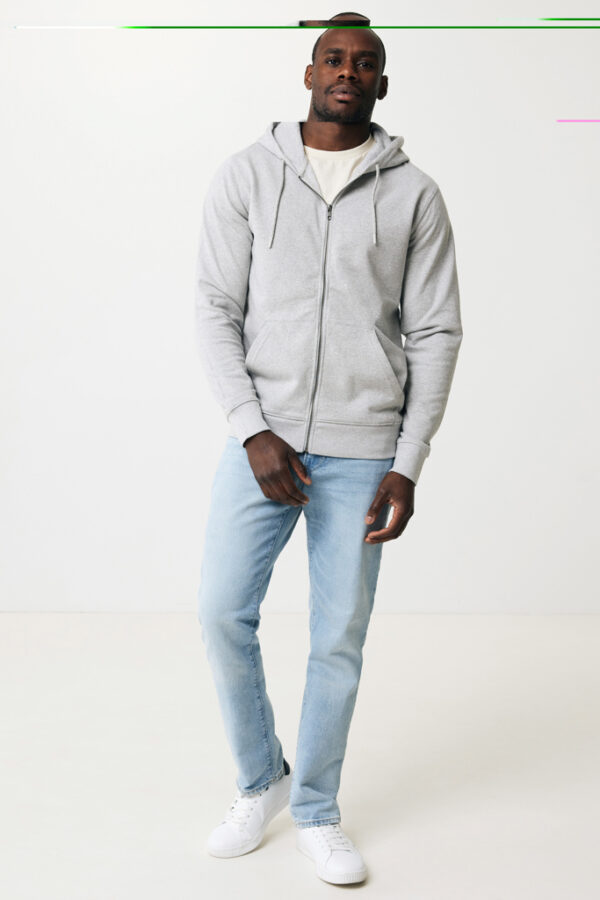 Iqoniq Abisko recycled cotton zip through hoodie - Heather Grey