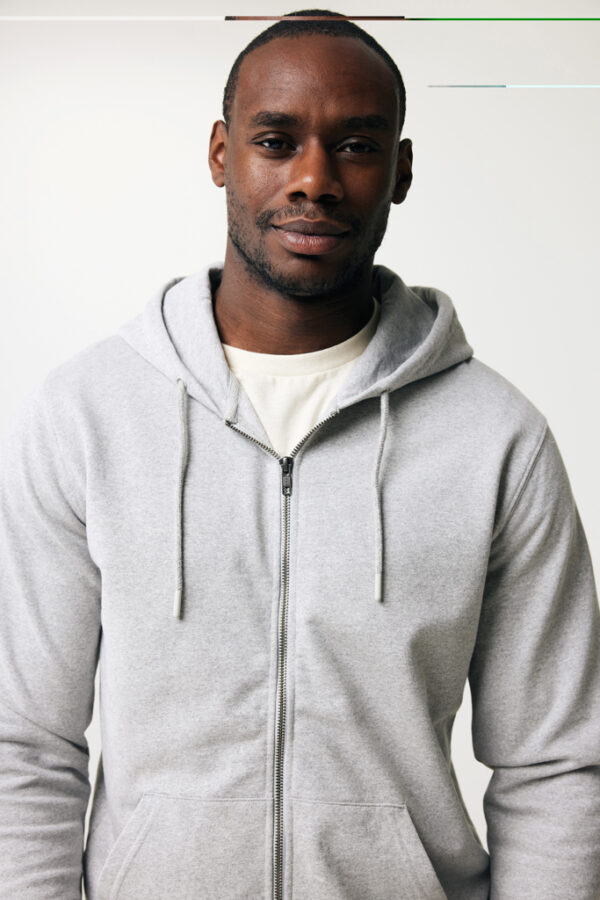 Iqoniq Abisko recycled cotton zip through hoodie - Heather Grey